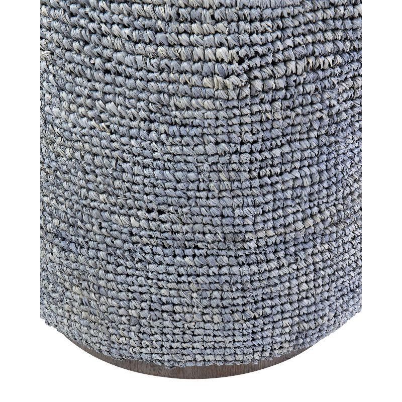 Gabrielle Rafia Round Ottoman Gray - East At Main