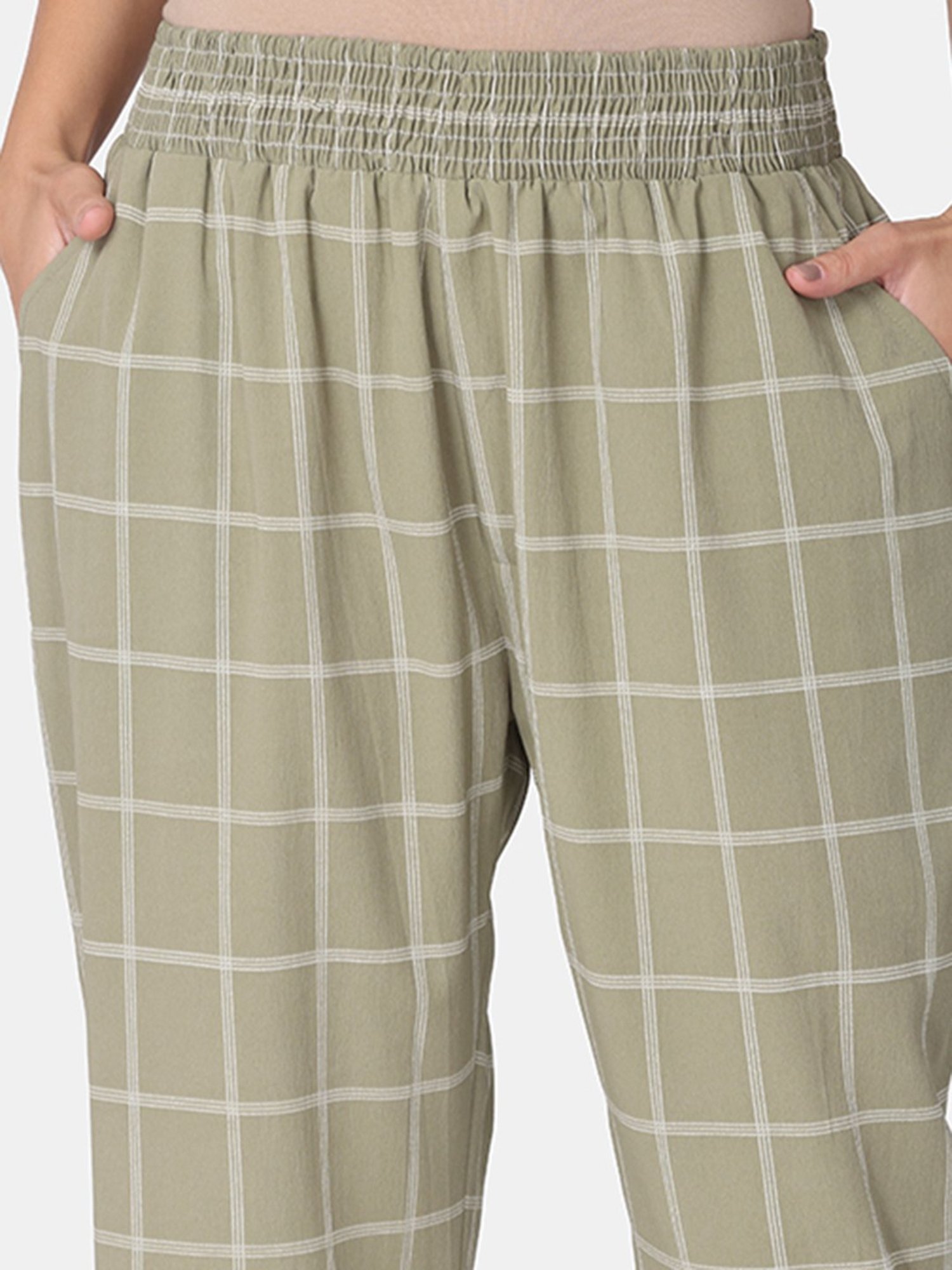 The Mom Store Green Check Feeding Shirt With Pyjamas