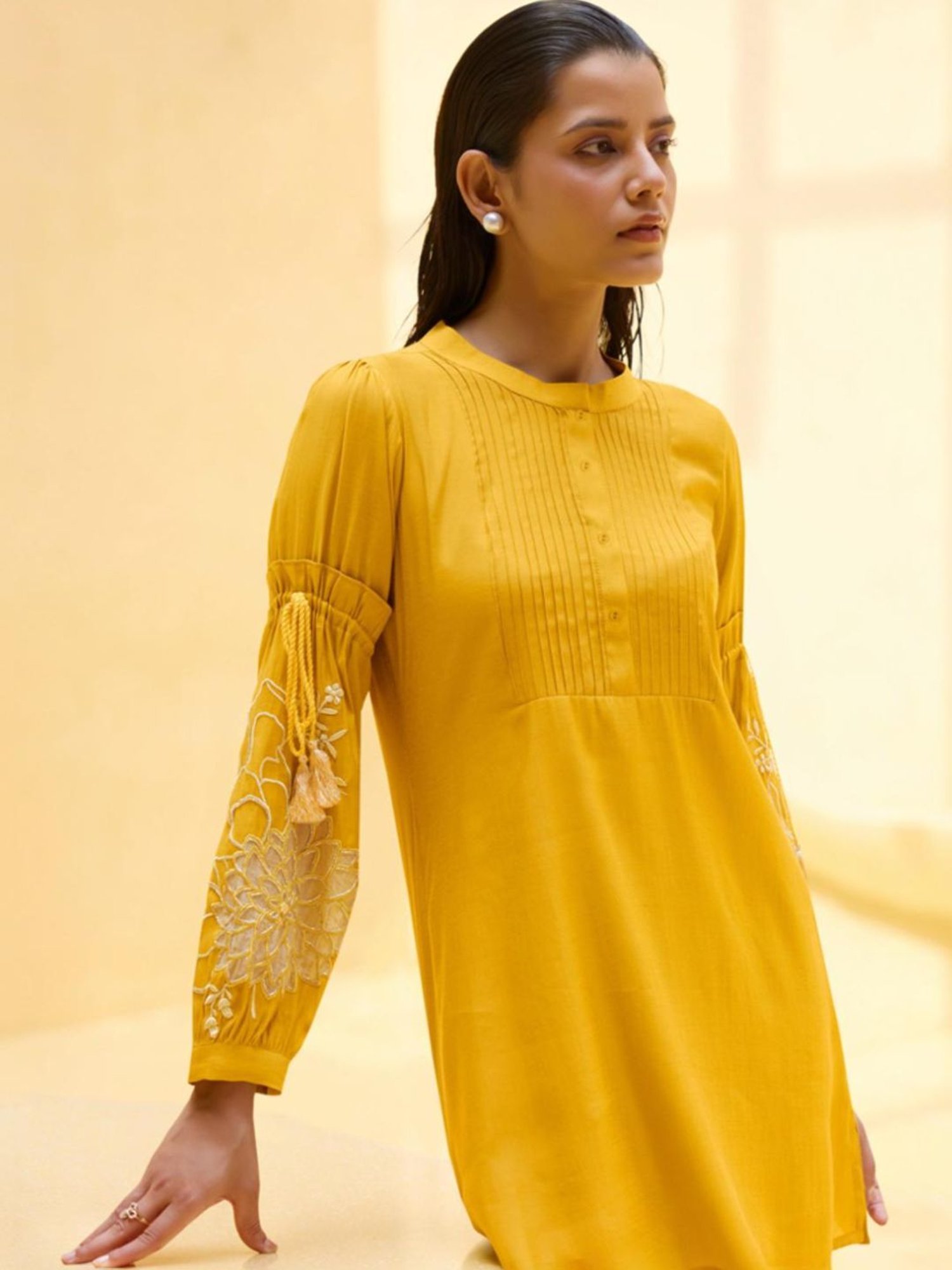 Autumnlane Yellow Julie Sunflower Applique Tunic with Pant Co-ord Set