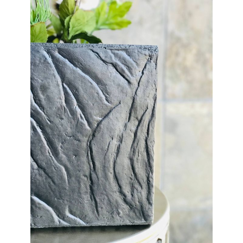 10.2" Kante Lightweight Obique Line Square Concrete Planter Dark Brown - Rosemead Home & Garden, Inc.