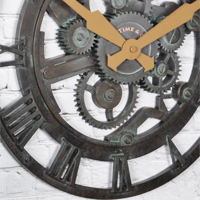 15" Oxidized Gears Wall Clock Metallic Teal - FirsTime & Co.