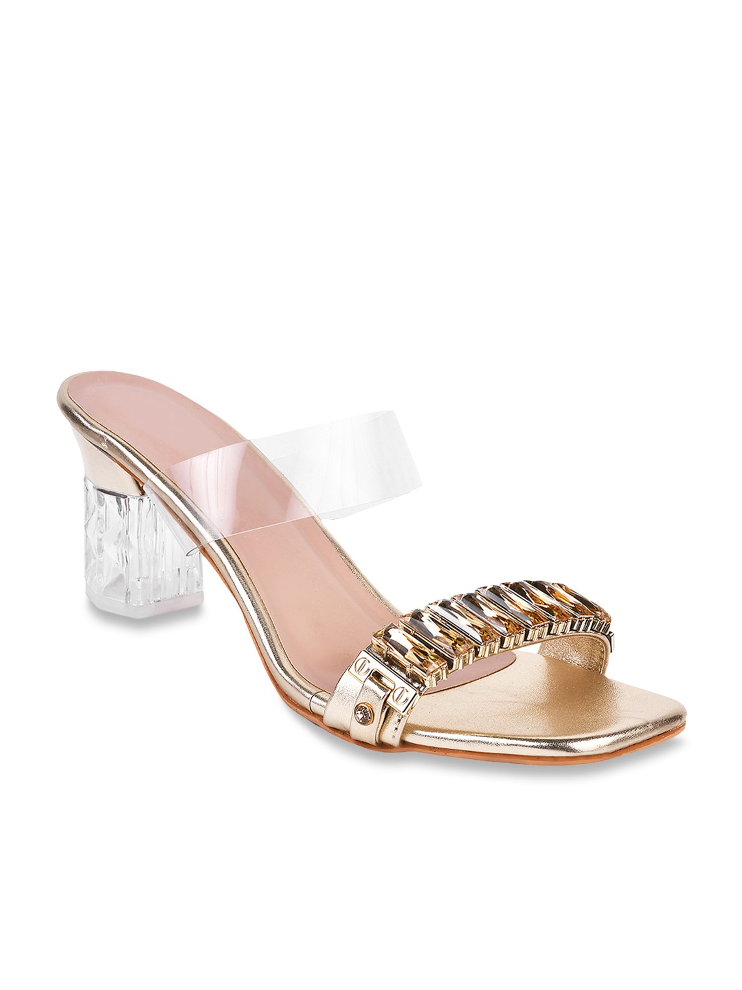 The White Pole Women's Golden Casual Sandals