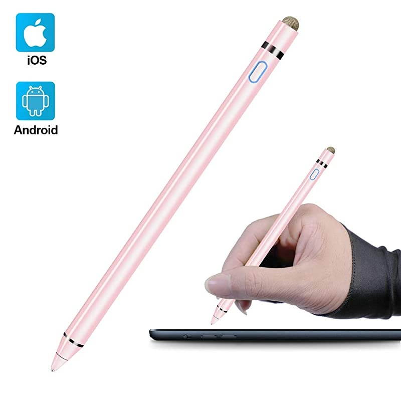 Active Stylus Compatible with Apple iPad  Stylus Pen for Touch Screens Rechargeable Capacitive 15mm Fine Point iPad Pen Tablets Stylus with Pen BagAntifriction Glove