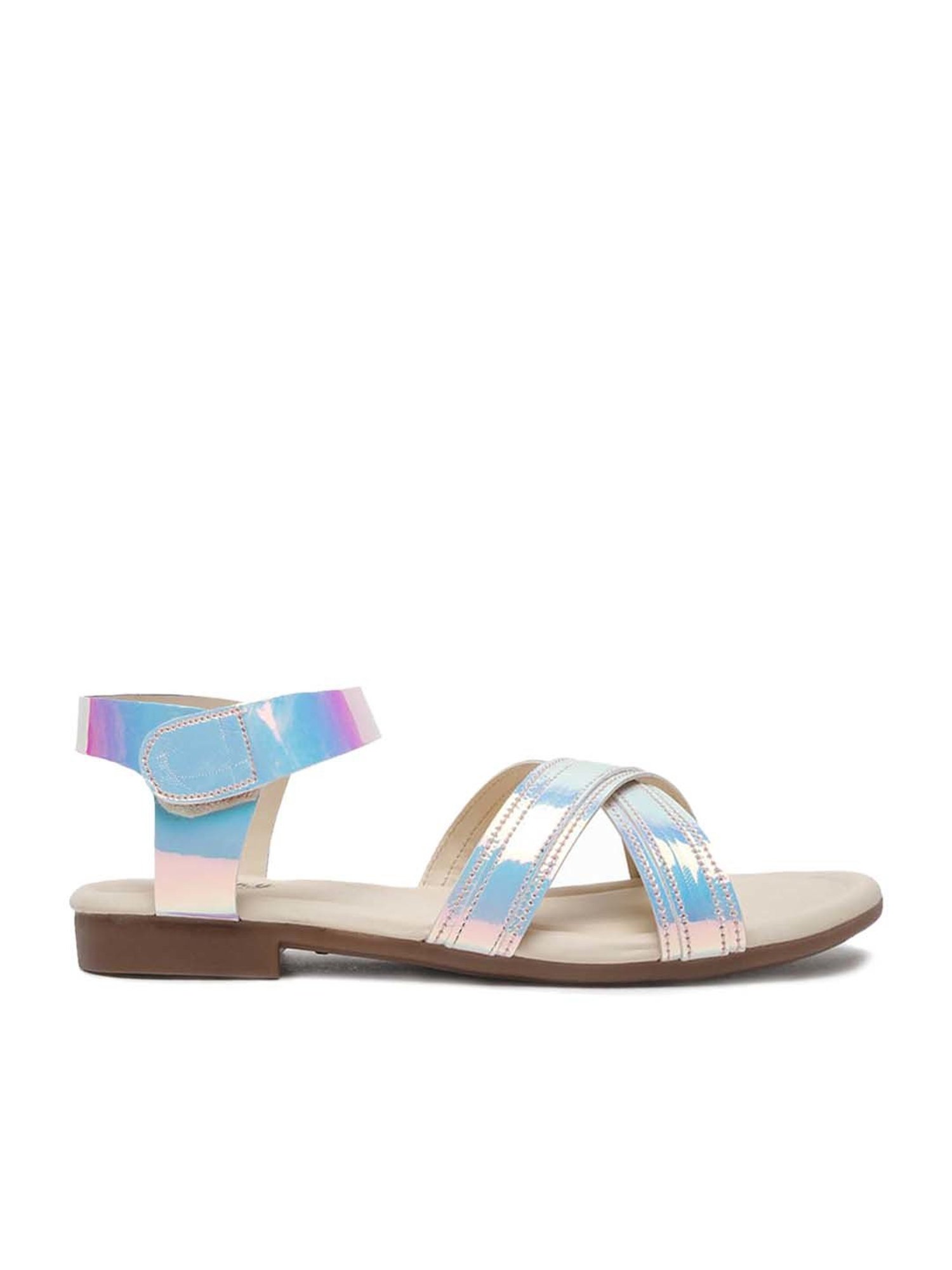 Tiny Bugs Kids Blue & Beige Cross Strap Sandals