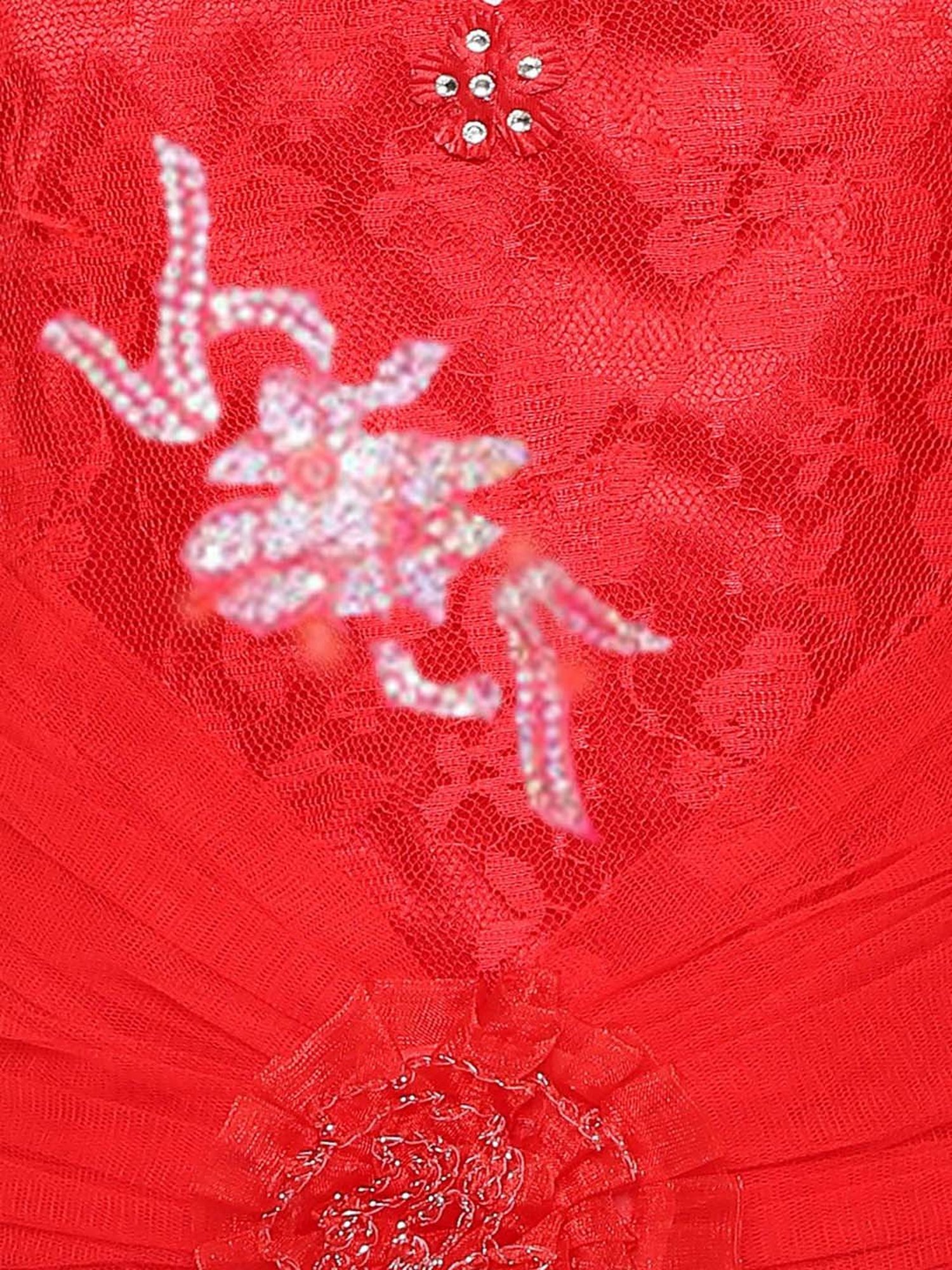 AJ Dezines Kids Red Embellished Gown