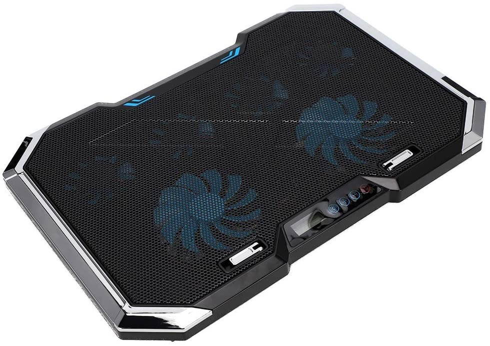 RGB Laptop Cooling Pad with 6 Quiet LED Fans 5 Heights Adjustable and Phone Stand, Dual USB Ports Gaming Laptop Cooler for 11"-18" Gaming Laptops (Blue)