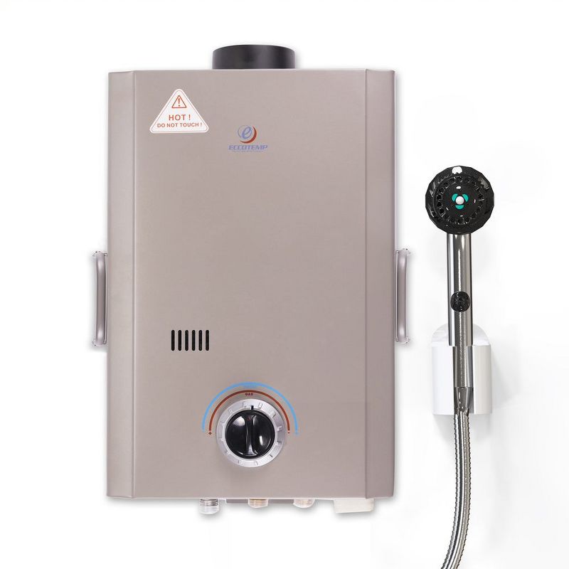 Eccotemp L7 Portable Outdoor Camping Propane Powered Tankless Hot Water Heater, 1.7 GPM, 20 to 80 PSI, Gray