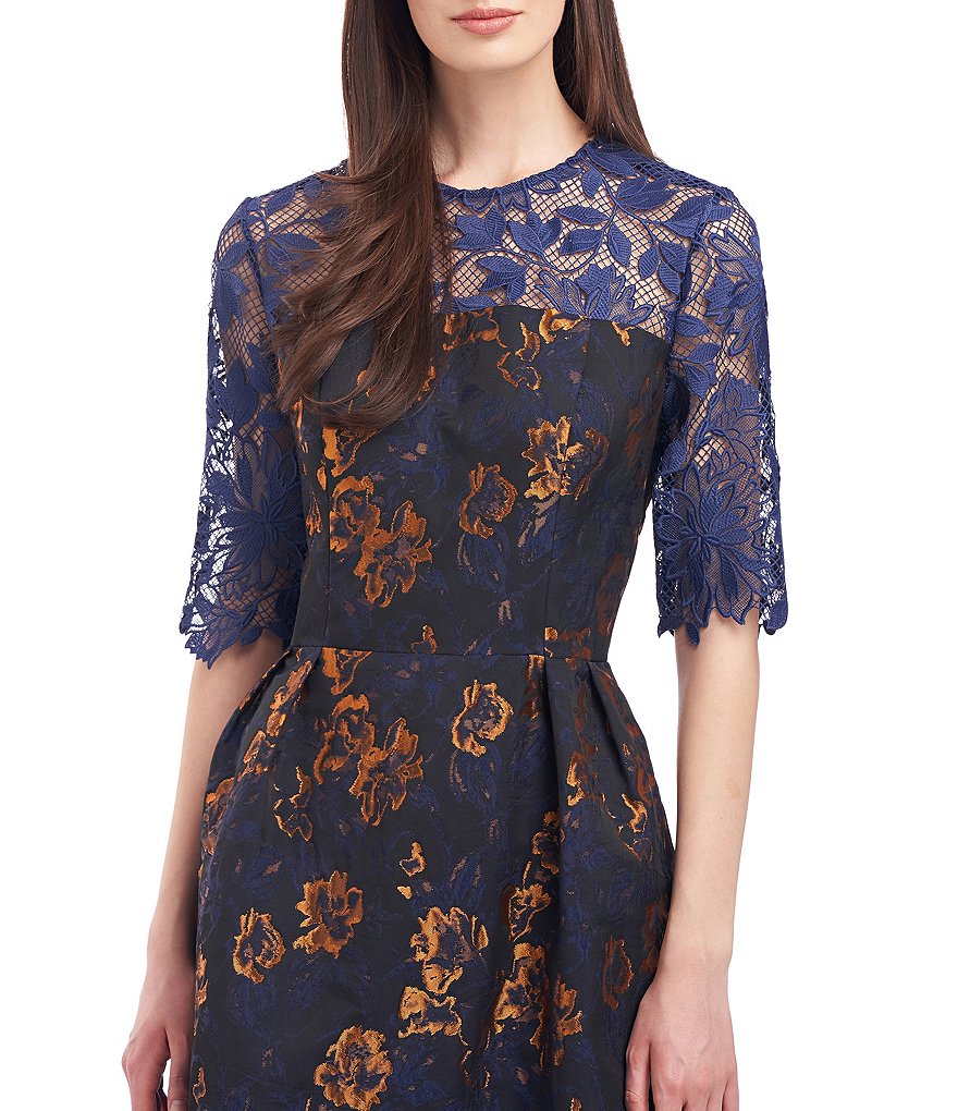 Laundry by Shelli Segal Ruffle Front Stretch Crepe Faux Wrap Dress