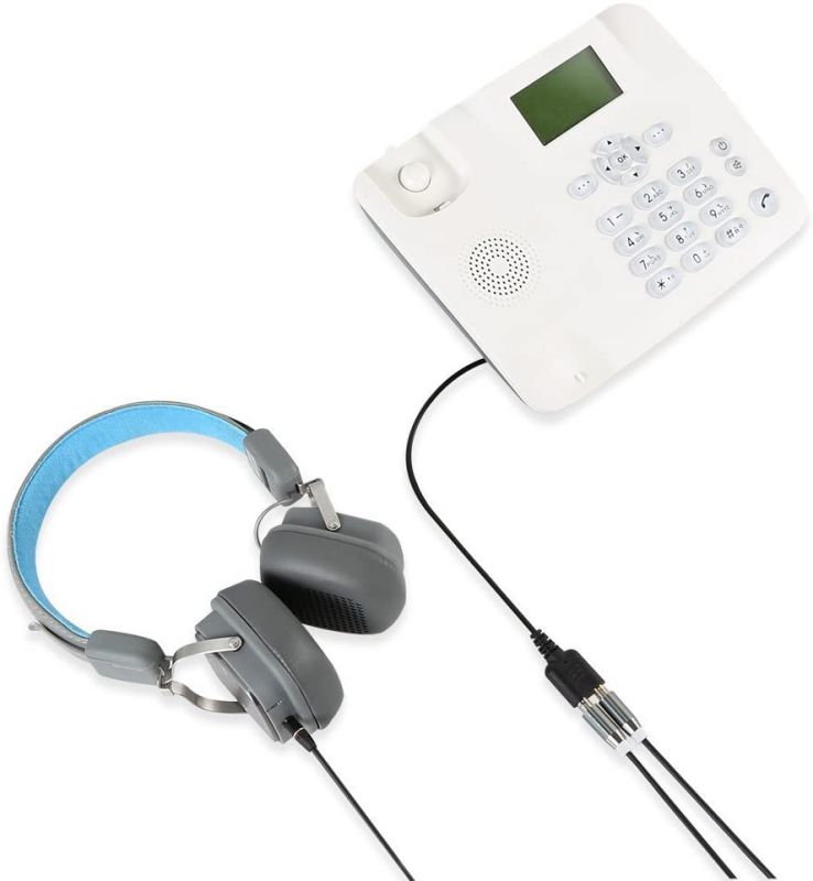 2 Pack Telephone Conversion Cable RJ9 Male to 3.5mm Female Headset Phone MIC Audio Splitter