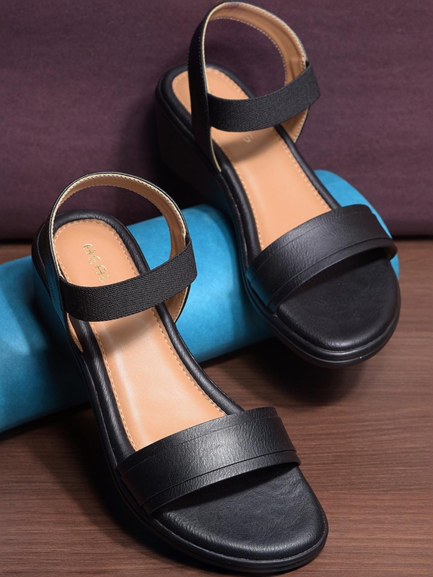 Healers by Liberty Women's Black Ankle Strap Wedges