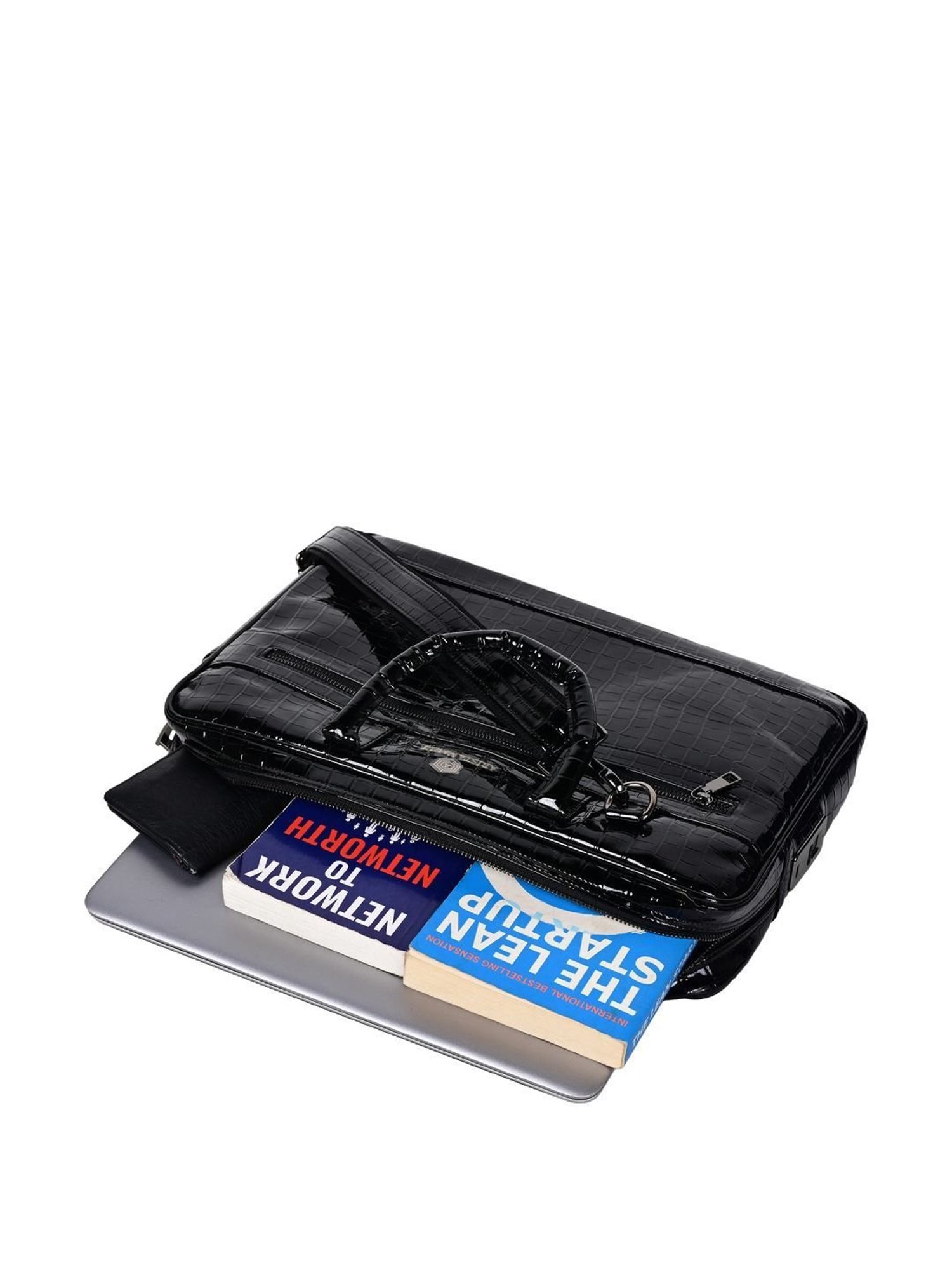 Arista Vault Black PU Medium Laptop Messenger Bag