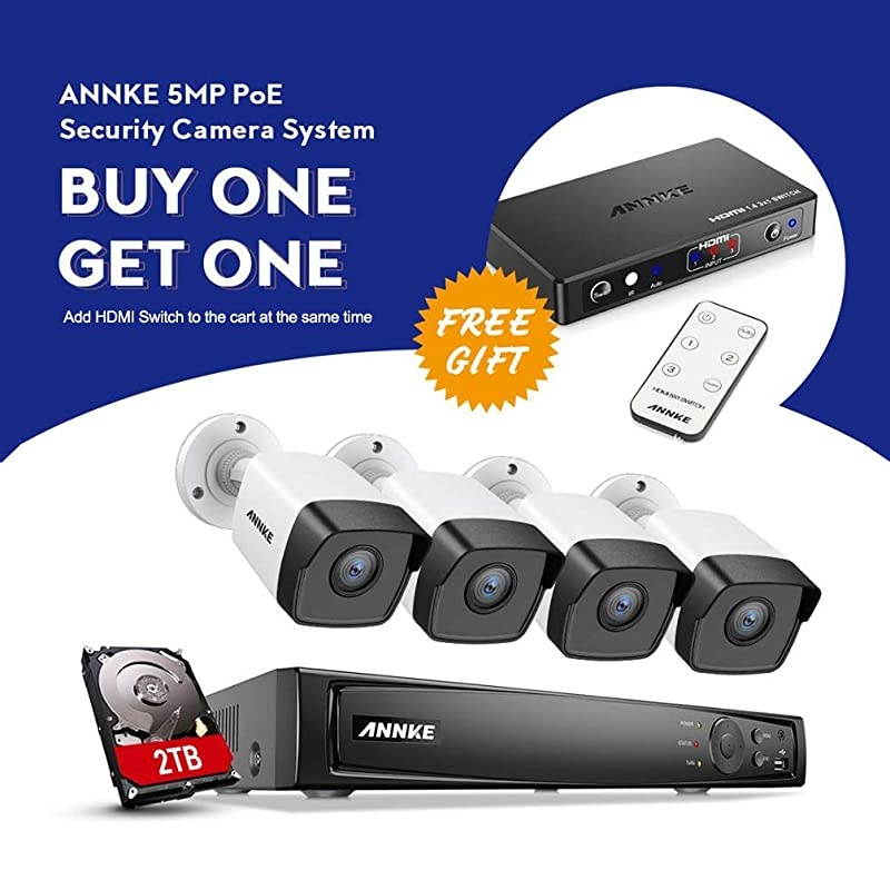 H500 8CH Bullet PoE Home Security Camera System with 6MP H.265+ ONVIF NVR, 4X 5MP Outdoor CCTV IP Camera,100ft EXIR 2.0 Colour Night Vision, IP67 Weatherproof, Easy Remote Access, 2TB HDD