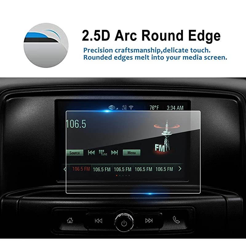 Fit for 2016-2020 2021 GMC Sierra 1500 2500HD 3500HD 7 Inch IntelliLink Car Navigation Screen Protector, [9H] Tempered Glass Center Touch Screen Protector High Clarity (7-Inch)