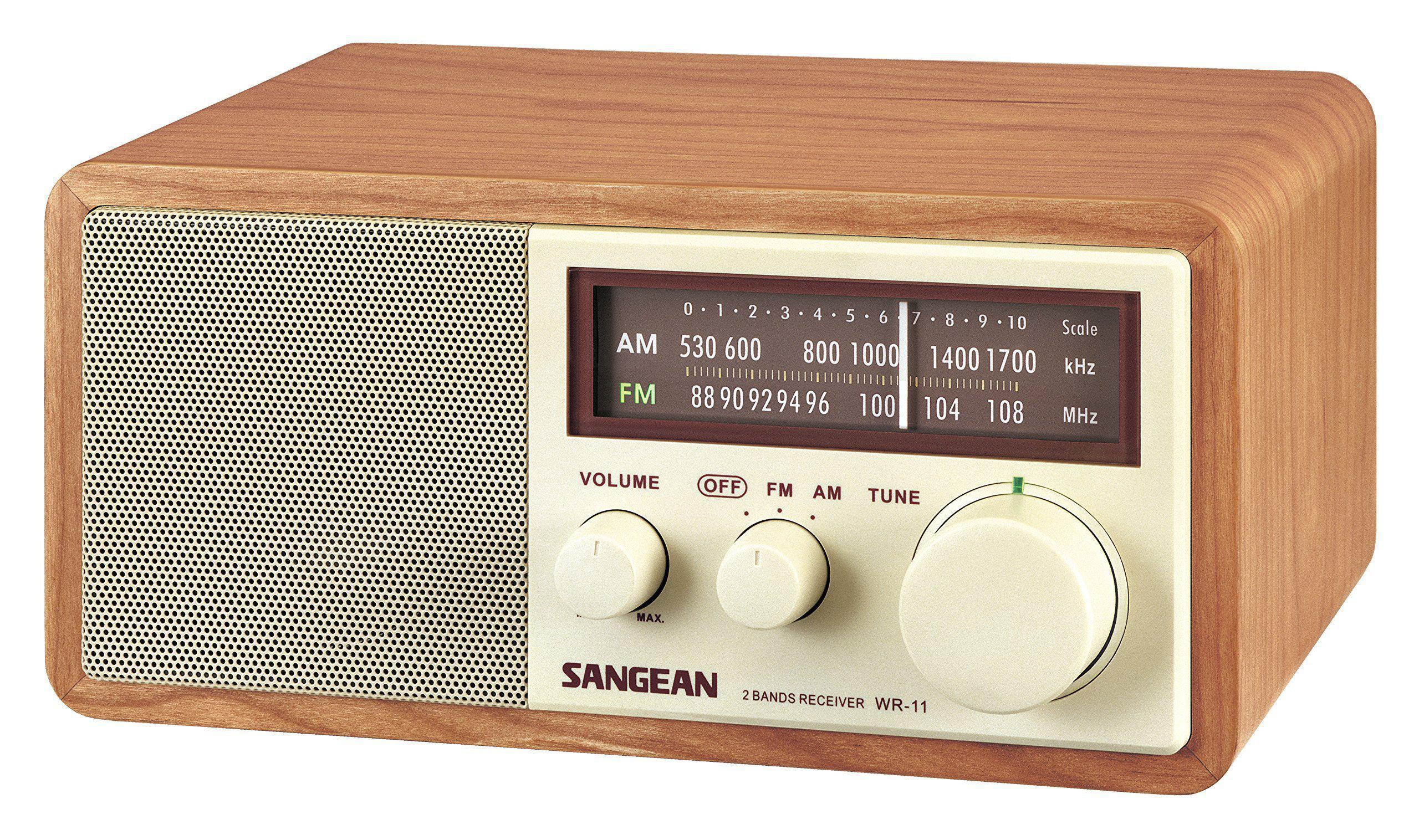 Sangean WR-11 Wood Cabinet AM/FM Table Top Analog Radio