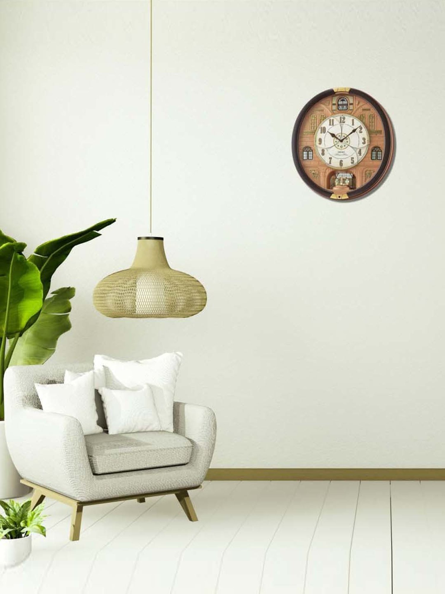 Seiko Brown Plastic Melodies In Motion Chime Oval Analog Musical Wall Clock