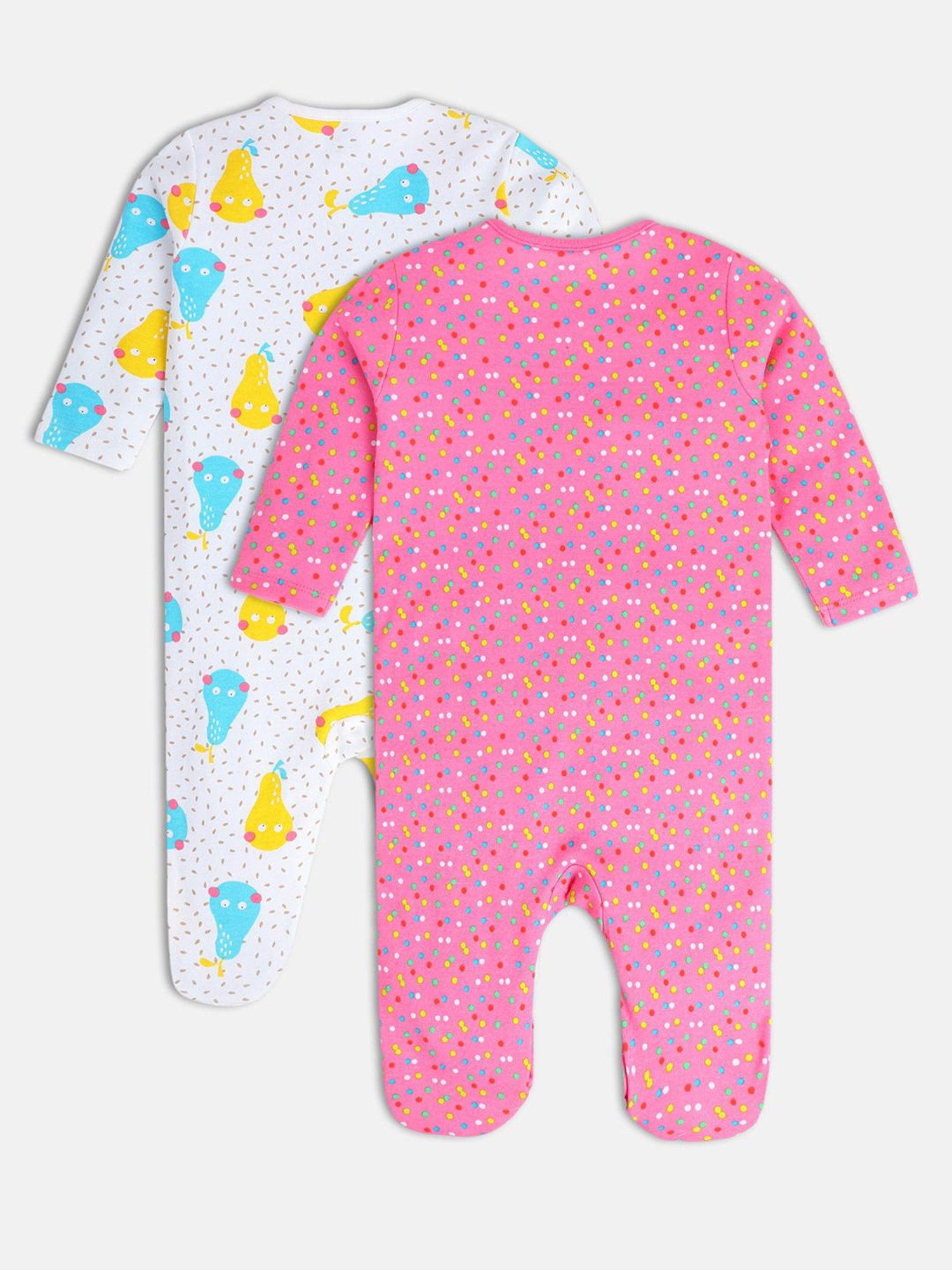 Ed-a-Mamma Baby Pink & White Printed Bodysuit (Pack Of 2)