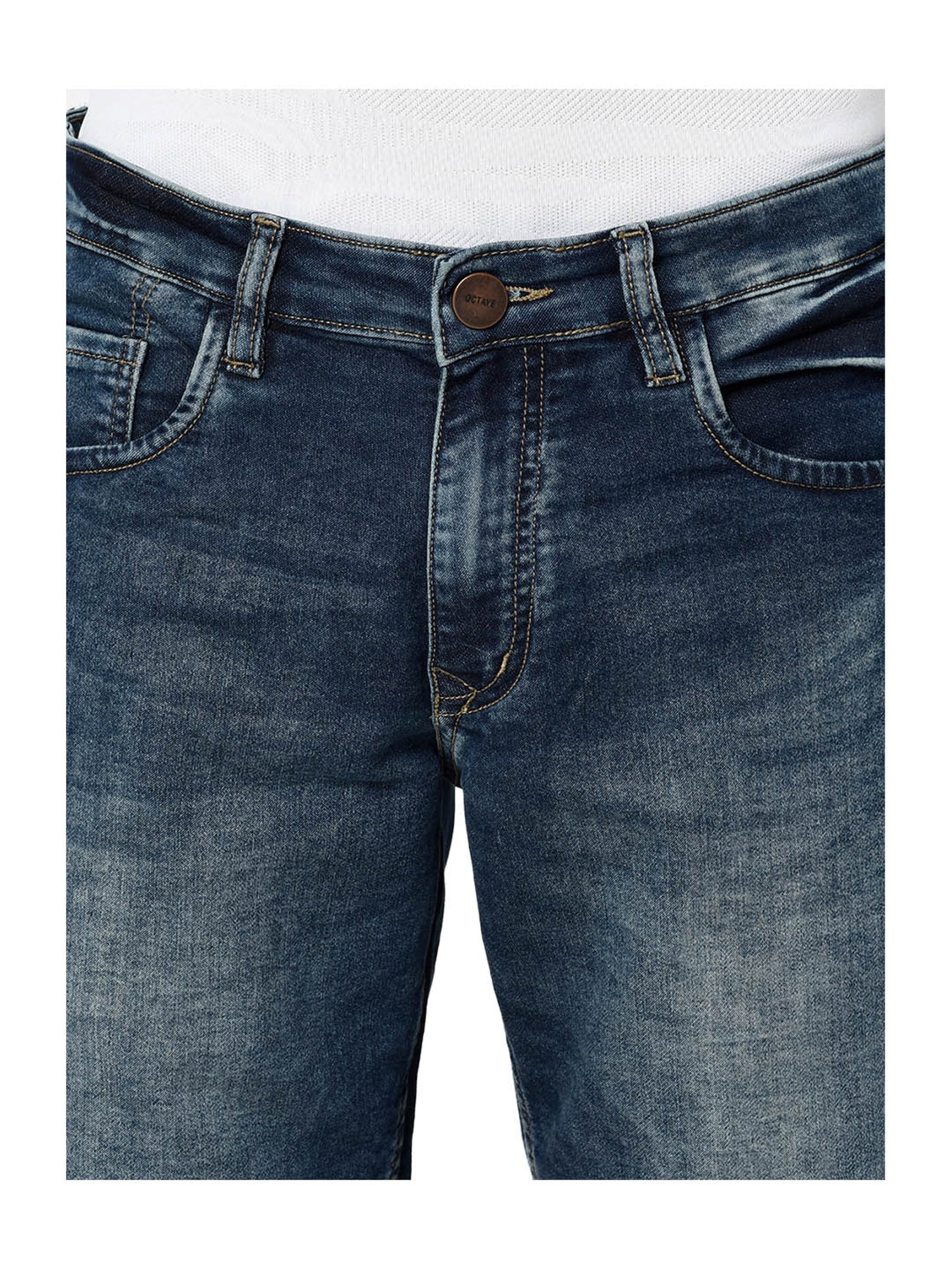 Octave Blue Regular Fit Cotton Shorts