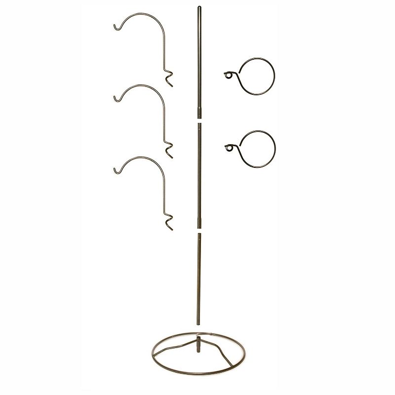 Yard Butler IYT-5PUR Indoor Outdoor 84 Inch Tall Gardening Yard Tree with 3 Shepherds Hooks and 2 Flower Pot Rings for 7 Inch Planters, Purple