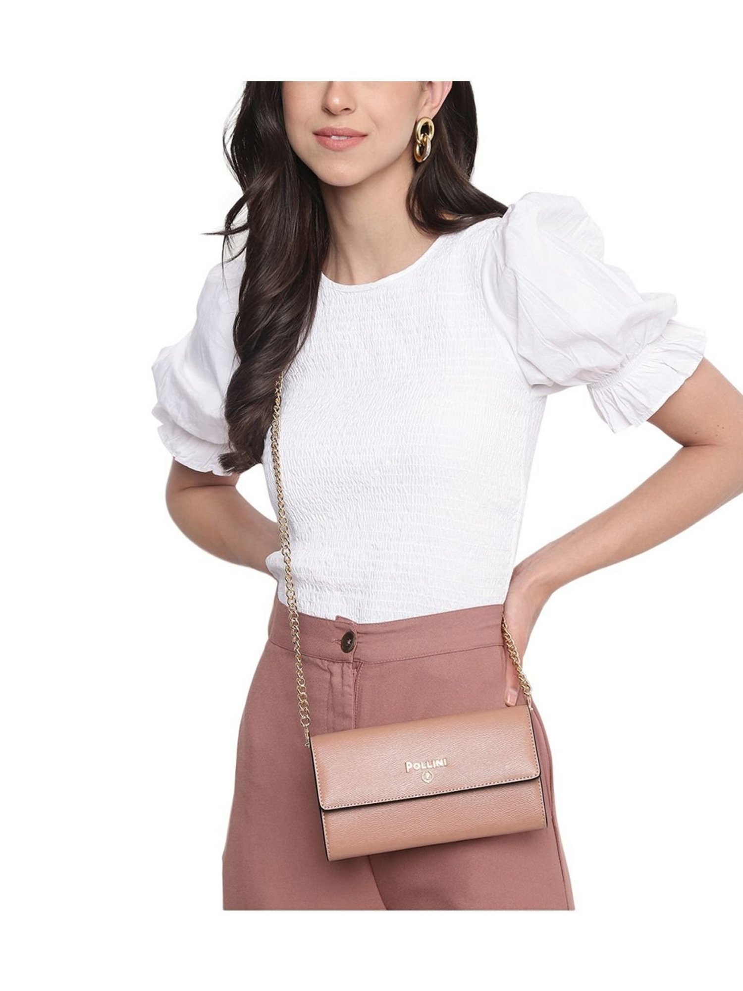 Pollini Pink Woven Medium Cross Body Bag