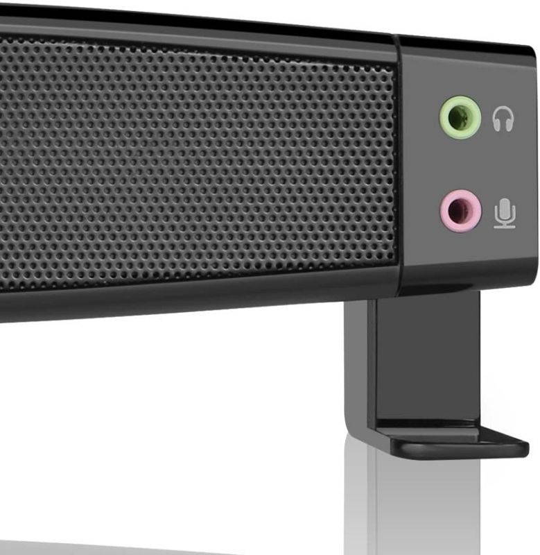 Docooler Soundbar with Two 5W Internal Stereo Subwoofers USB Powered Speakers Home Theater with Microphone Headphone Jack Support LINE in Music Play