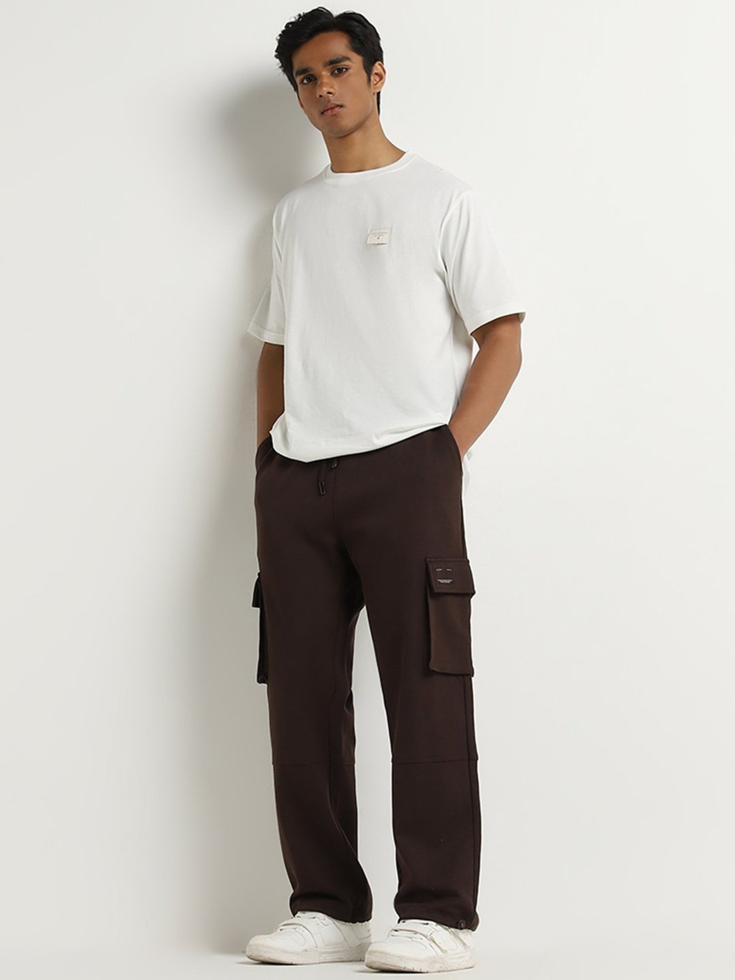 Studiofit by Westside Brown Cargo-Style Mid-Rise Relaxed-Fit Pants