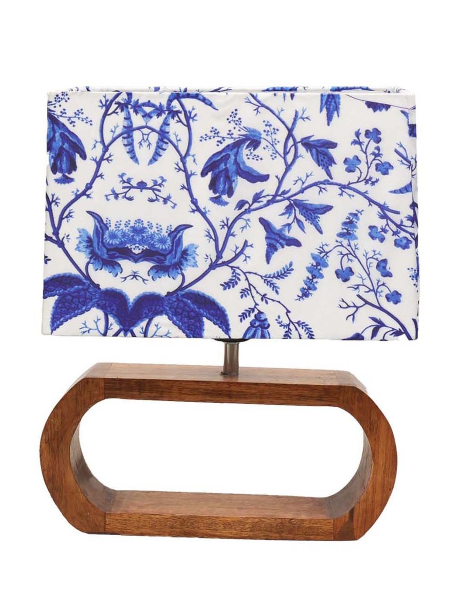 Homesake Blue & Brown Wood Bedside Desk Nightstand Table Lamp