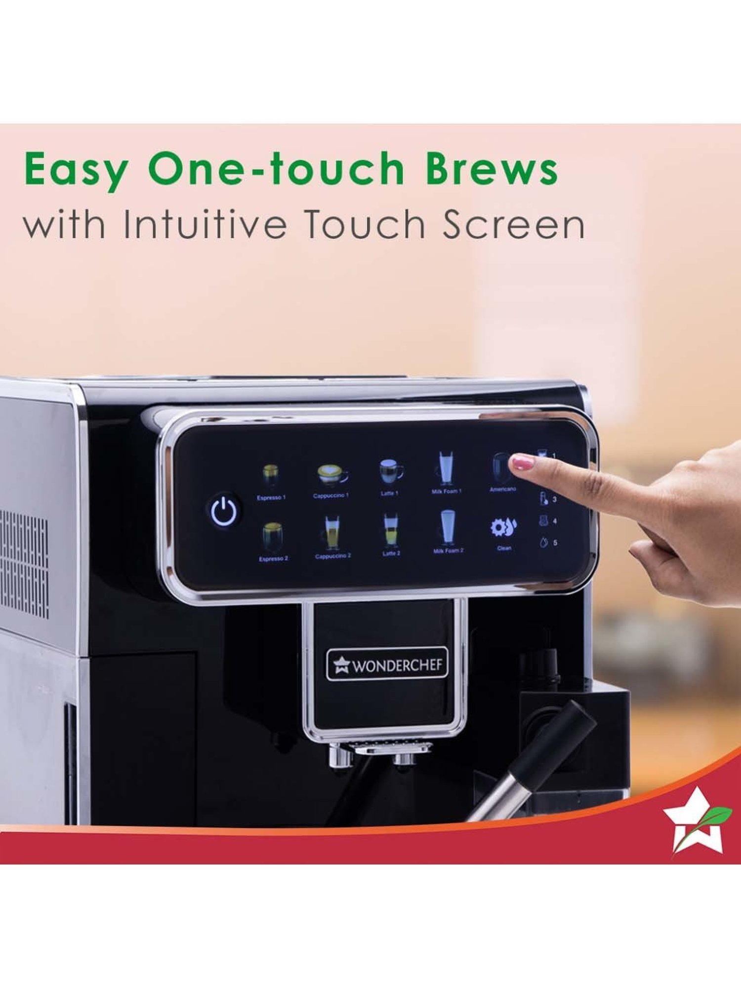 Wonderchef Regalia Capsule Coffee Machine with Frother (1400W, Black)