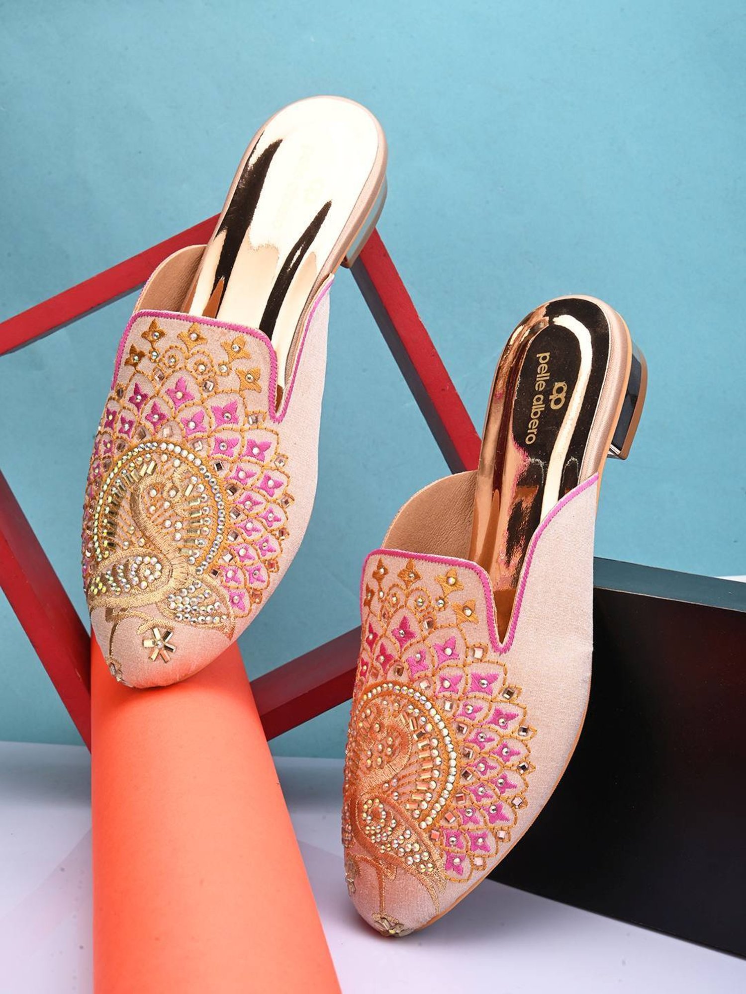 Pelle Albero Women's Rose Gold Mule Shoes