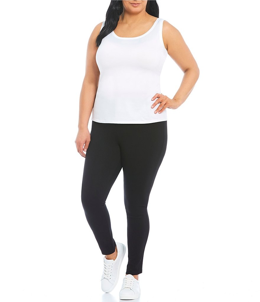 Slim Factor by Investments Plus Size Ponte Knit Wide Waistband Leggings