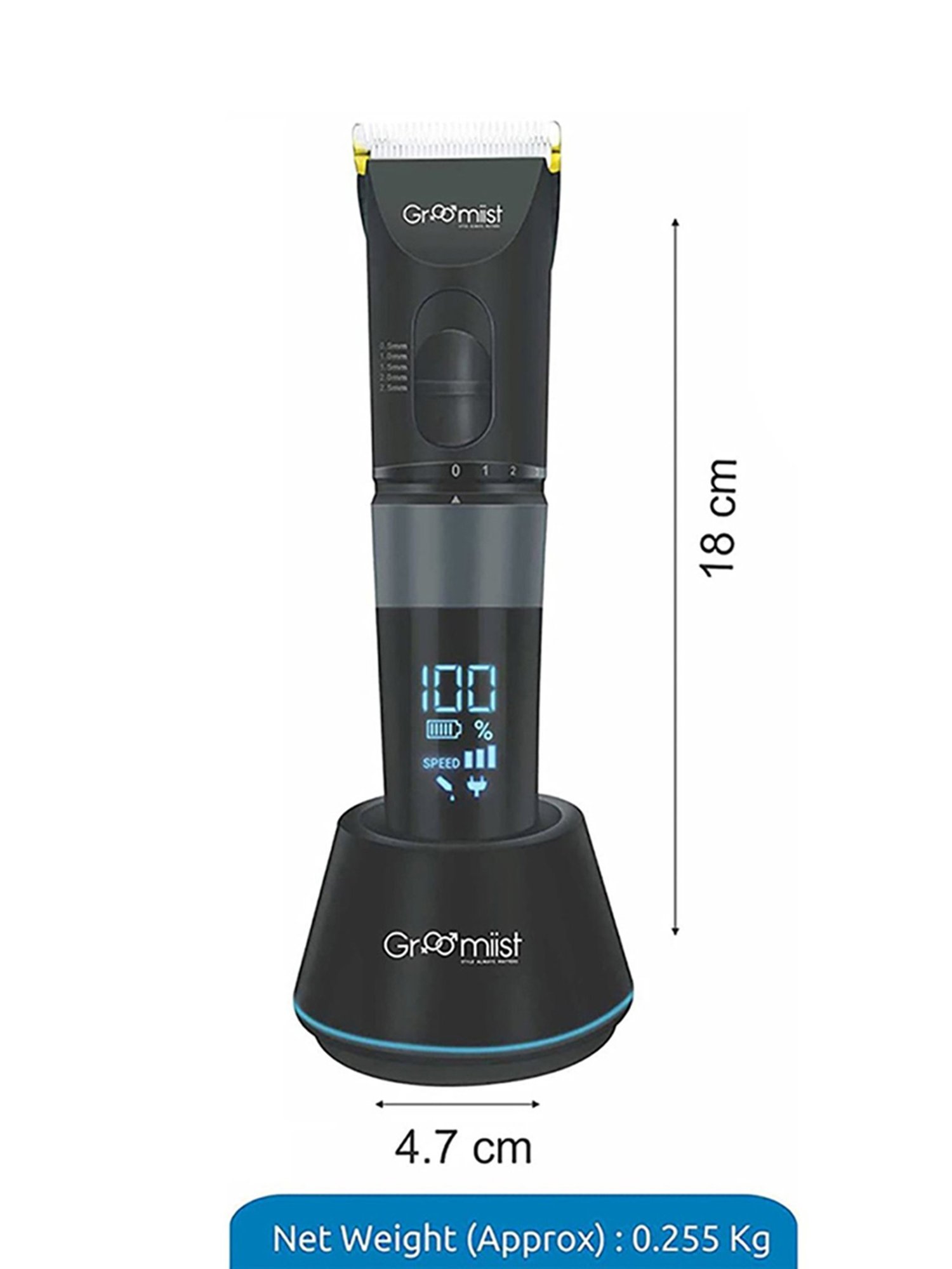 Groomiist GT-32 Gold Series Cordless Beard Trimmer - 180 Min Runtime (Black)