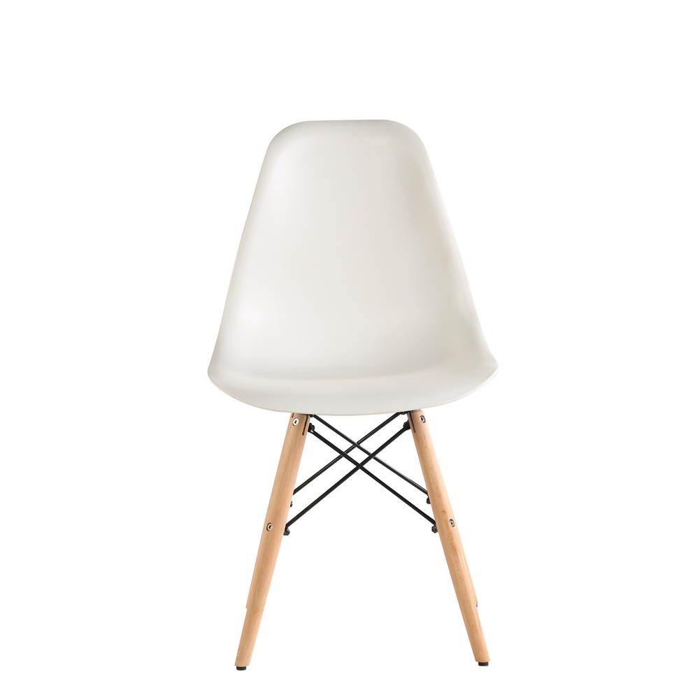 Furniture Modern Dining Room Eames Beech Wood Legs Armless PP Chair , Dining Chair, office Chair, lounge Chair,for Kitchen,Coffee room , office room, 4 pieces per cartons,White