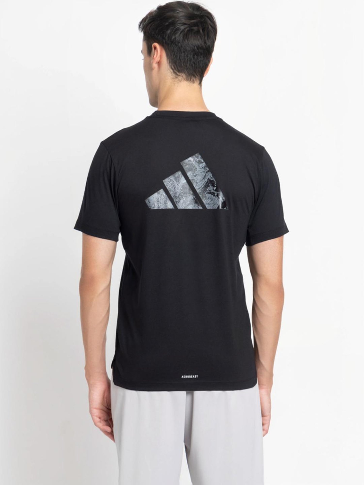 Adidas Black Slim Fit Printed T-Shirt