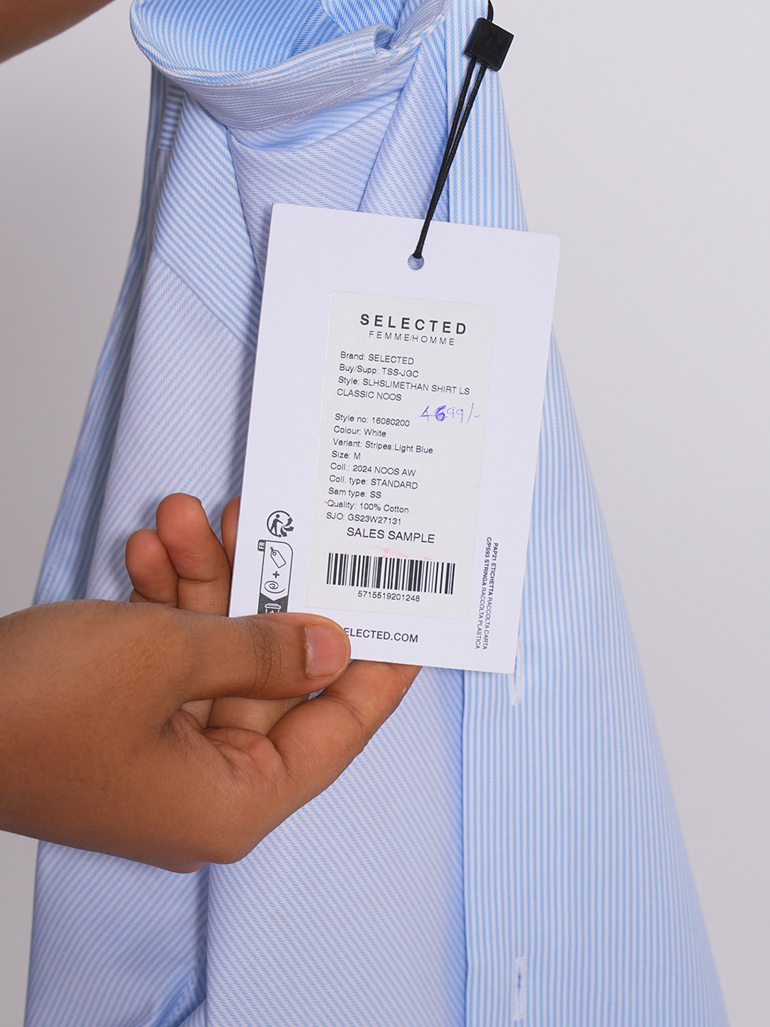 Selected Homme Blue Cotton Slim Shirt