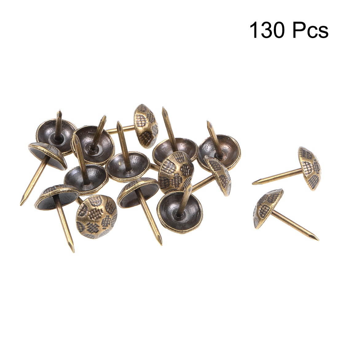 Upholstery Nails Tacks 11mm Head Dia Antique Thumb Push Pins Bronze Tone 130 Pcs
