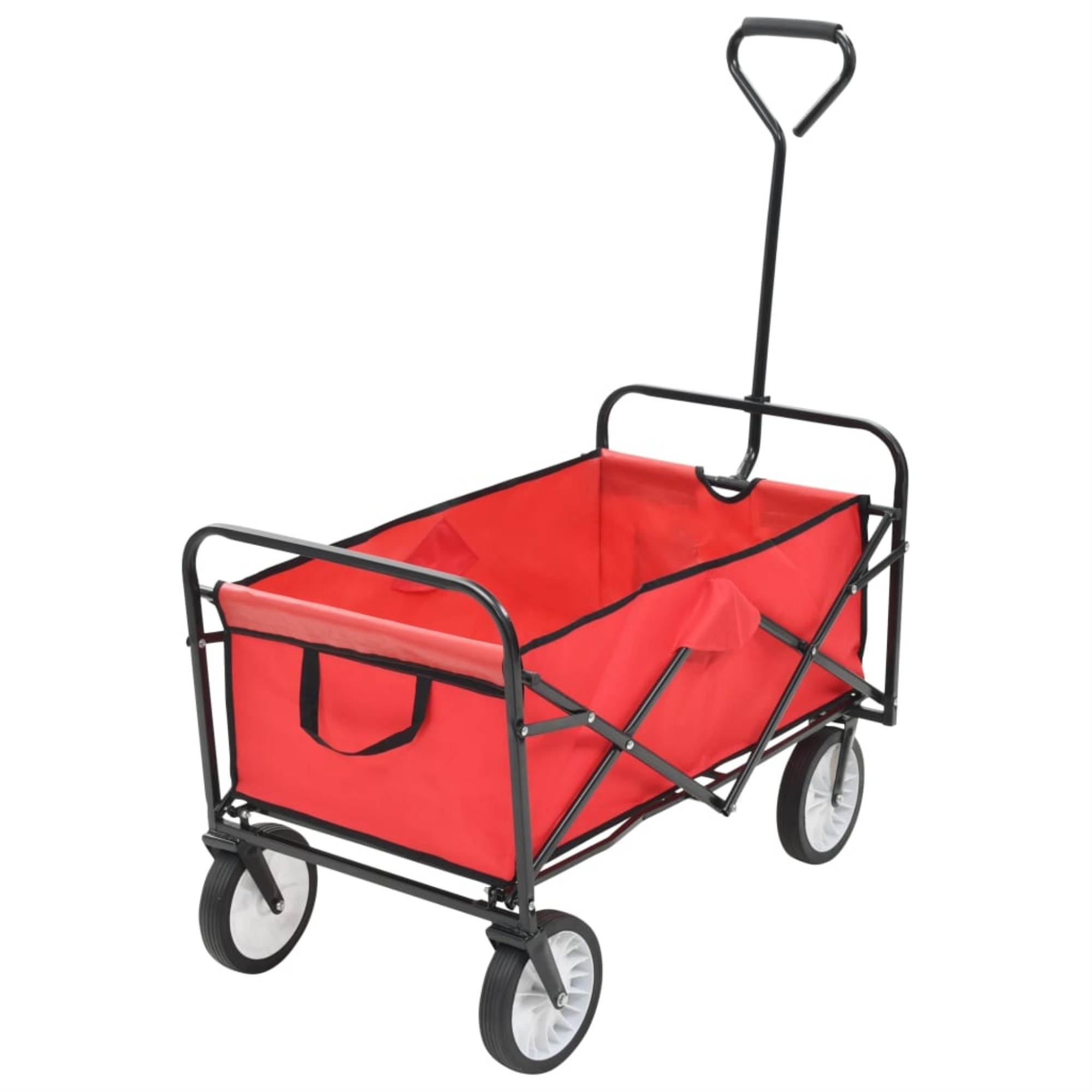 vidaXL Folding Hand Trolley Steel Red Foldable Wagon Garden Transpoart Cart