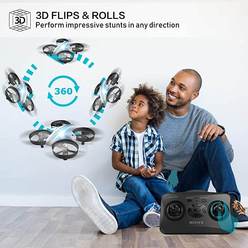 Drone for Kids and Beginners,Portable Remote Control RC Quadcopter Drone Toy, Best Drone for Boys and Girls with Altitude Hold, 3D Flips, Headless Mode,LED Light&Extra Batteries AT-66(White)