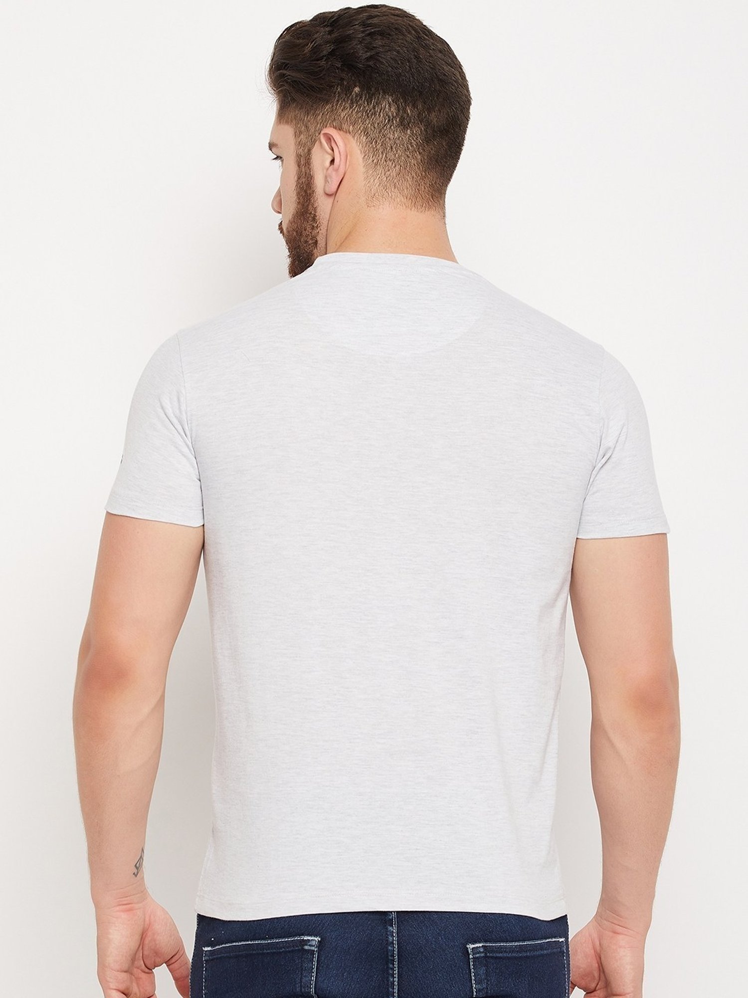 Cantabil Grey Regular Fit Printed T-Shirt