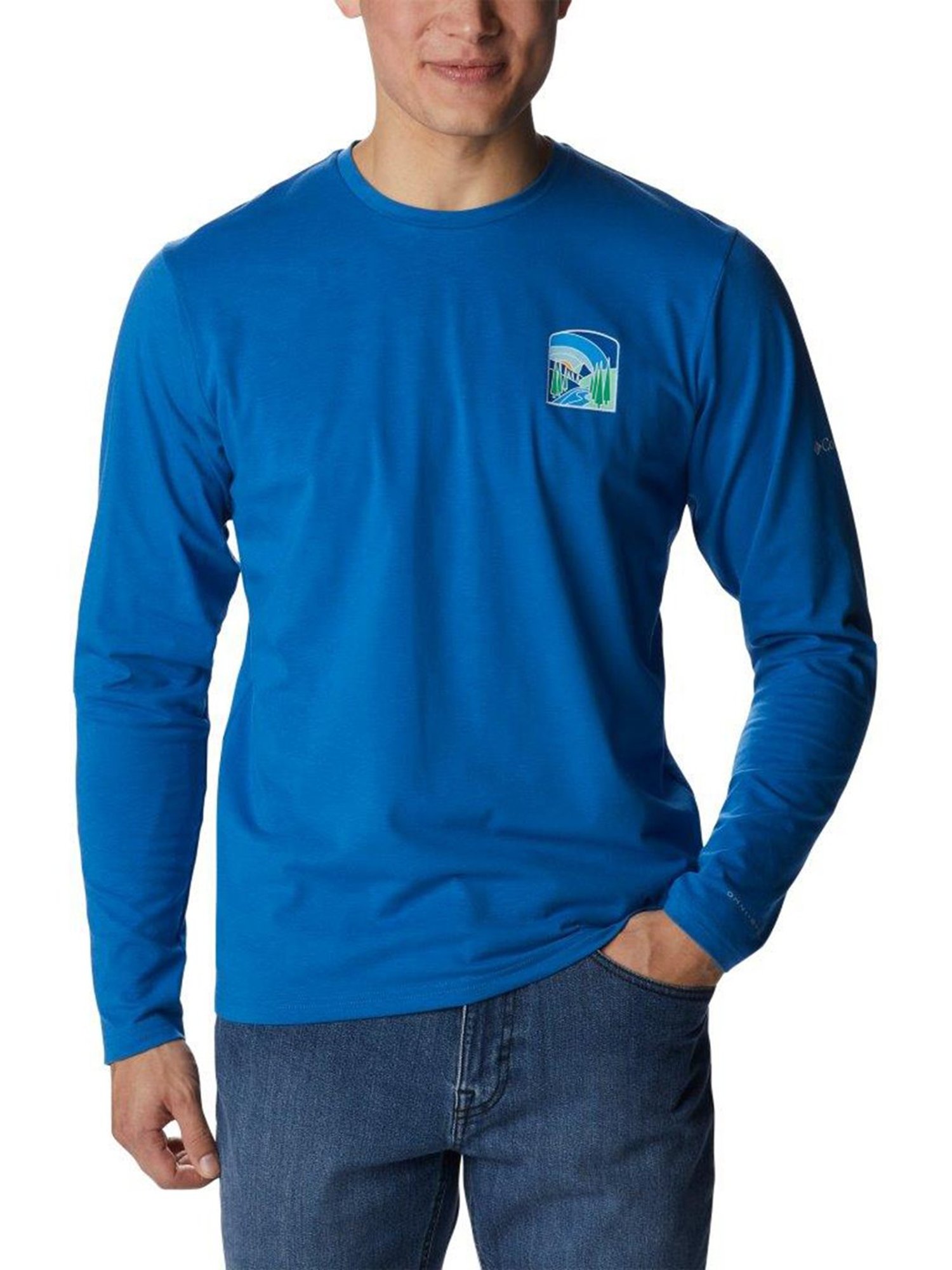 Columbia Men Blue Sun Trek Graphic Long Sleeve T-Shirt