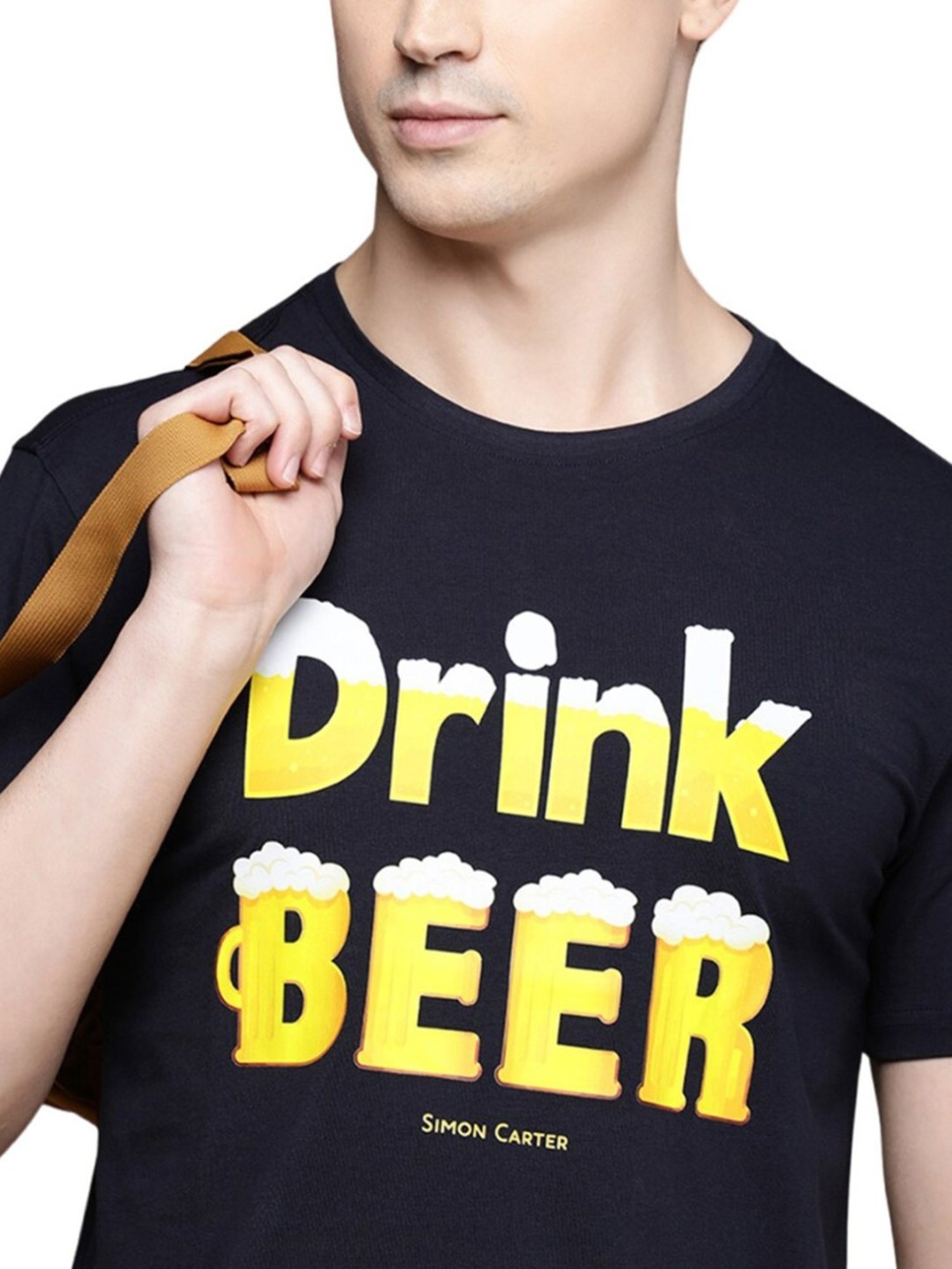 Simon Carter London Navy Printed Slim Fit T-Shirt