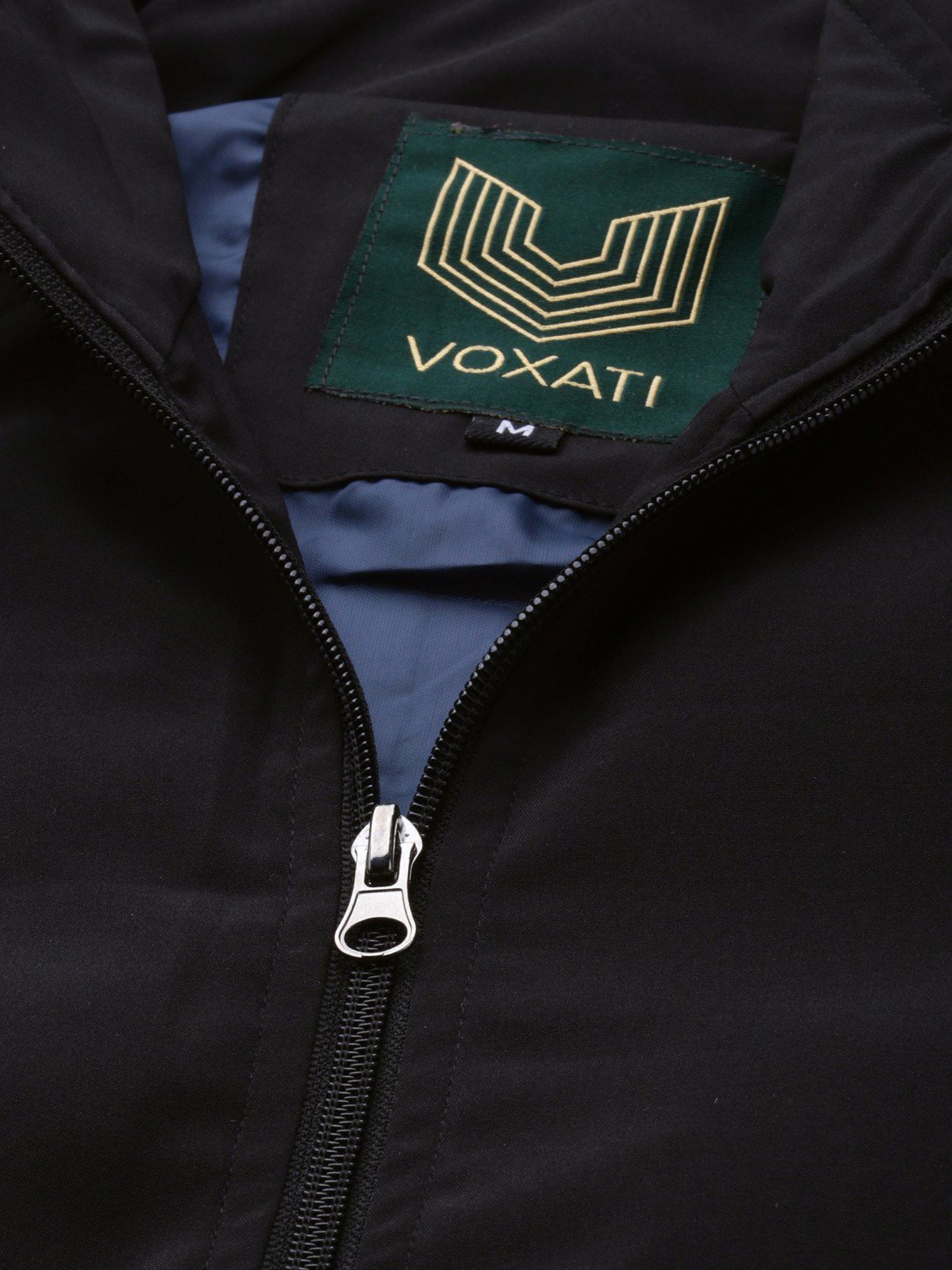 VOXATI Black Full Sleeves Mandarin Collar Jacket