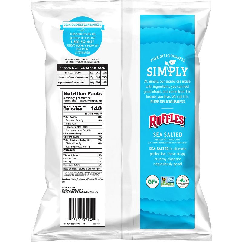 Simply Ruffles Sea Salted Reduced Fat* Potato Chips - 8oz