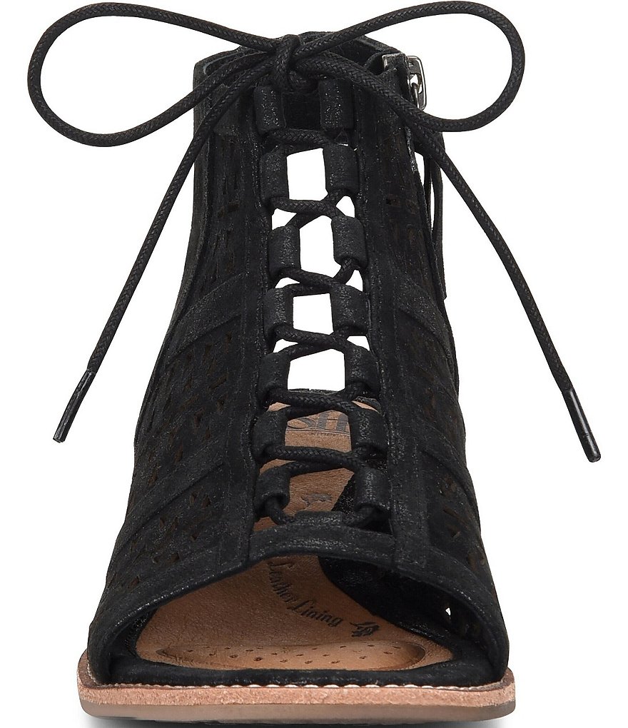 Sofft Nora Geometric Perforated Suede Ghillie Sandals