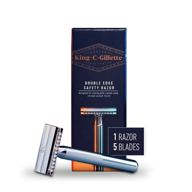 King C. Gillette Men's Double Edge Safety Razor+ 5 Double Edge Refill Blades