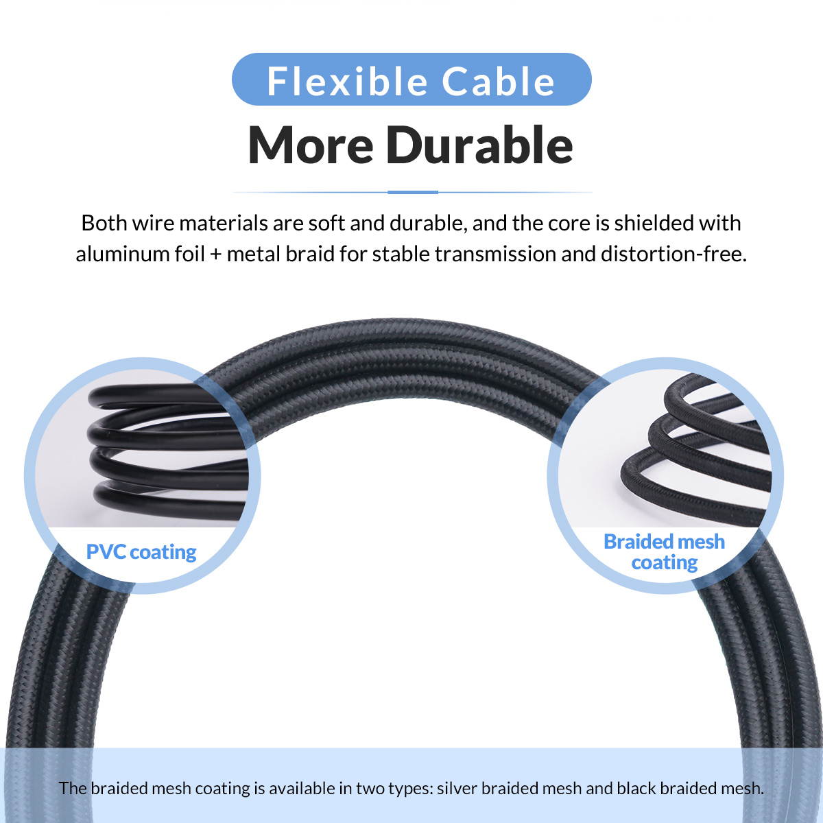 ORICO USB2.0 to USB 2.0 Male to Female Extension Cable - Black /Silver with Gold Plated Connectors 1.64ft-10ft 0.5m to 3m