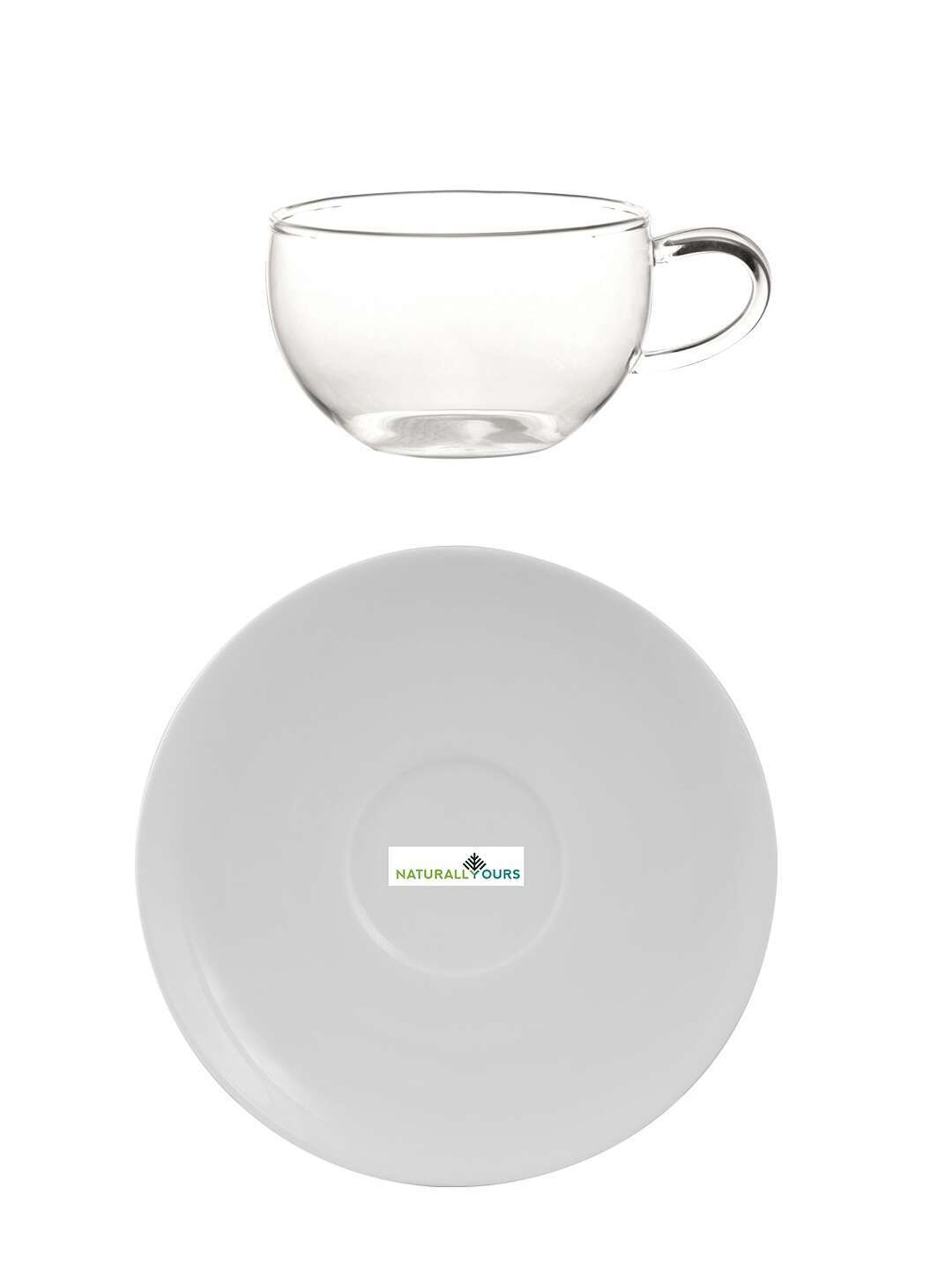NATURALLYOURS Borosilicate Glass Cup with Porcelain Saucer Set