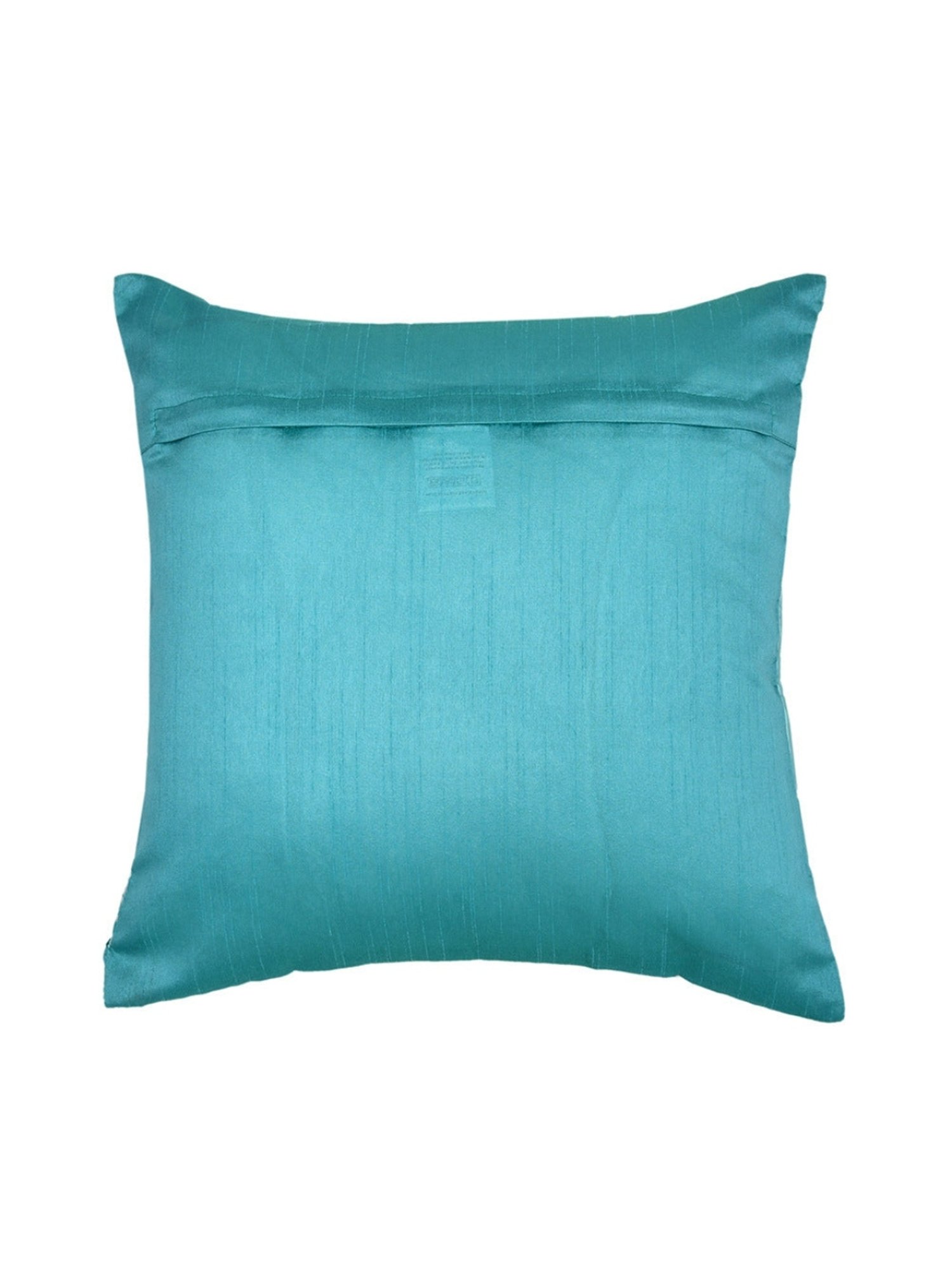 @home by Nilkamal Abstract Dupion Cushion Cover|Pack of 1|16 x 16 inches|White & Blue