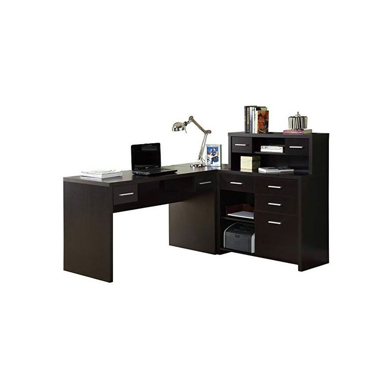 Monarch Specialties Left or Right Facing Corner Computer Desk Hutch, Cappuccino