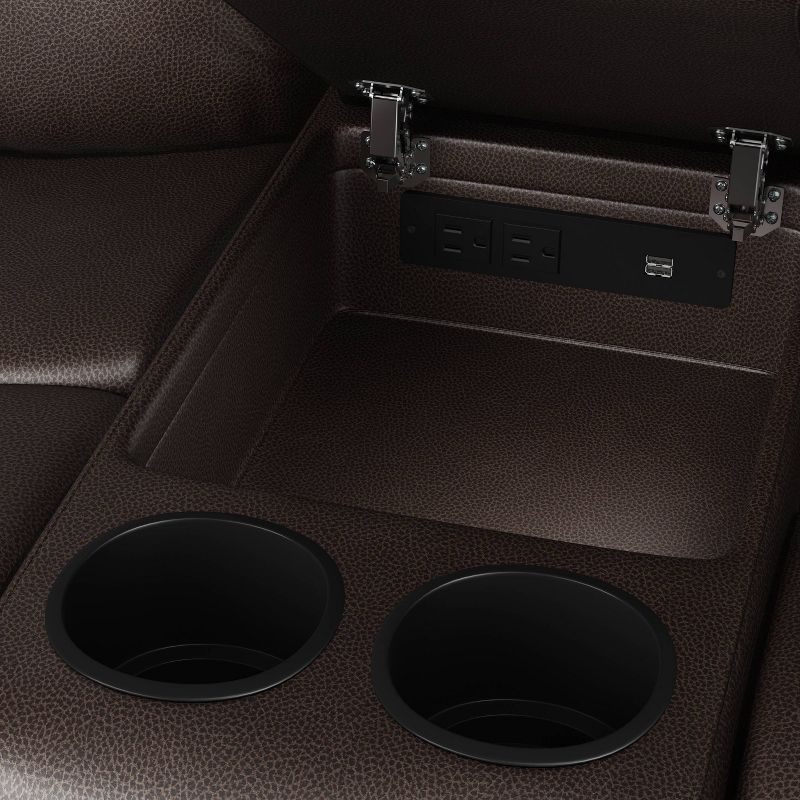 Aaron 3 Seat Wall Hugger Recliner Sofa with 2 Storage Consoles and USB Port Renu Leather Coffee Brown - ProLounger