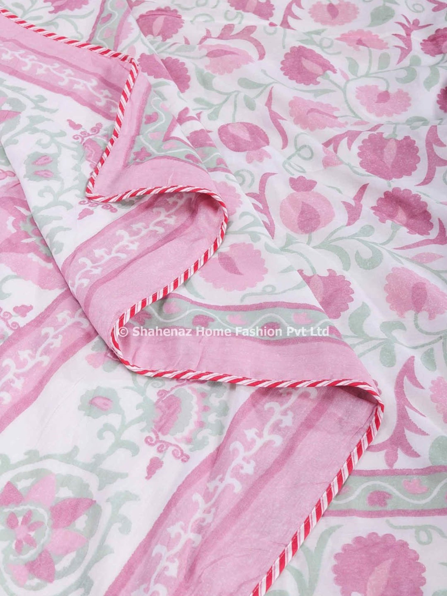 Shahenaz Daffodile Floral Pink Cotton Double Reversible Dohar