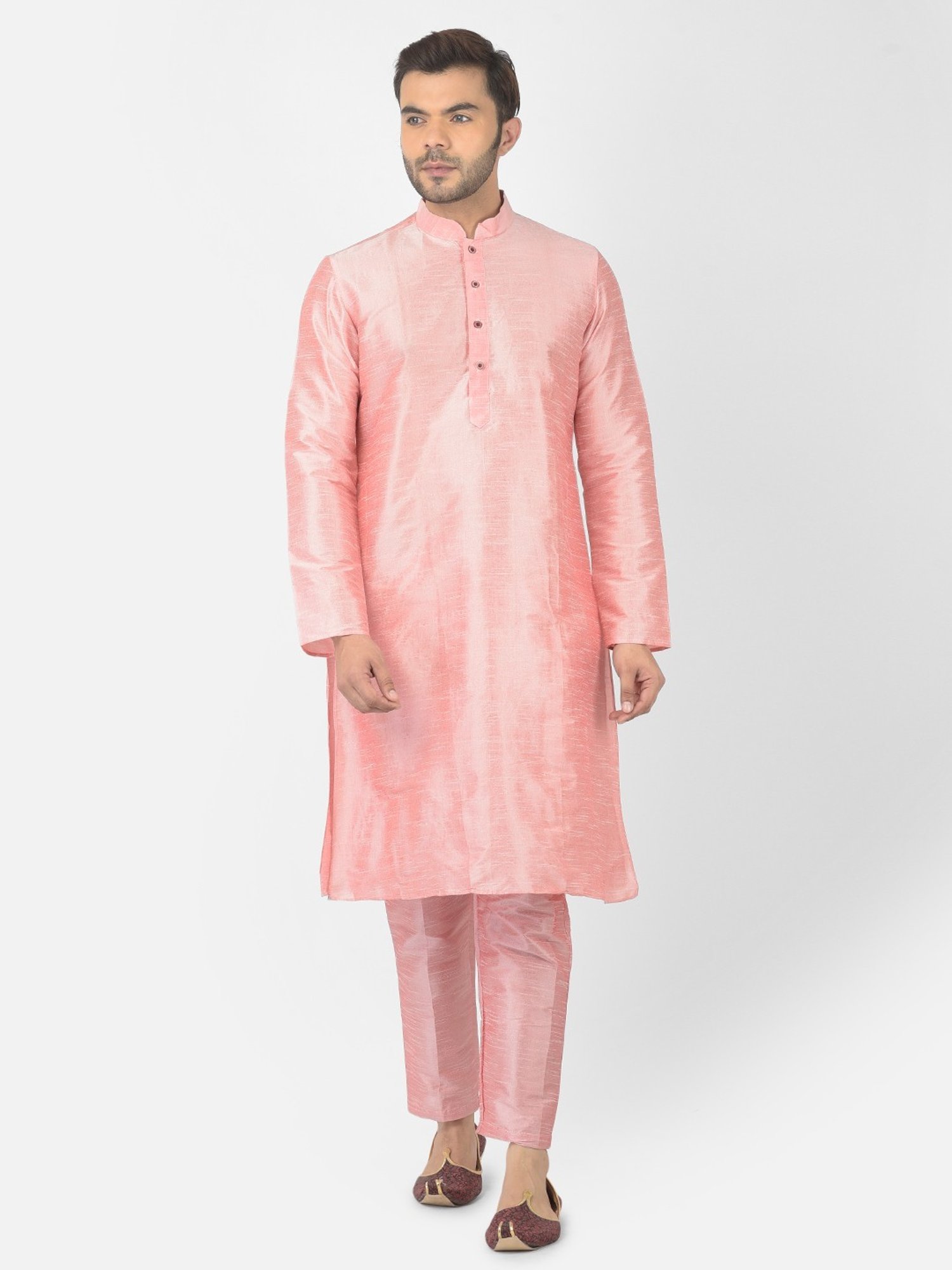 Deyann Pink & White Regular Fit Embroidered Kurta Set With Jacket
